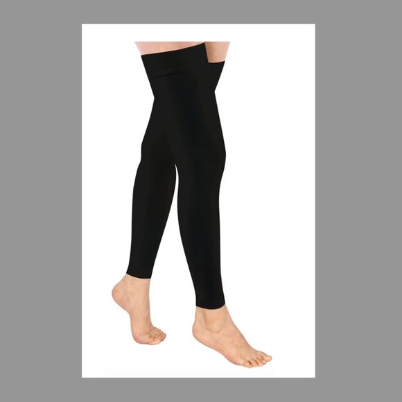 Black Thigh High Footless Compression Stockings 20-30mmHg - Picture 1 of 4
